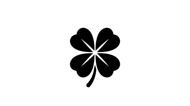 Black Four Leaf Clover Symbol of Luck and Fortune.