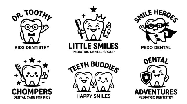 Dental logos for kids dentistry clinics.