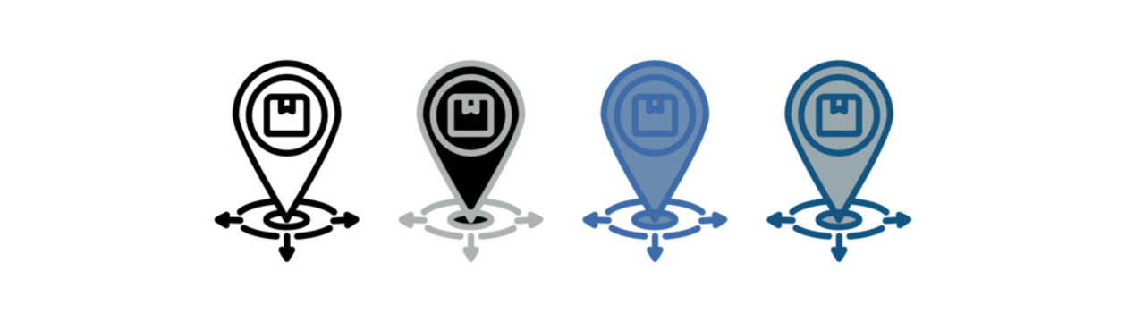 
positioning icon set multiple style collection with location determination design