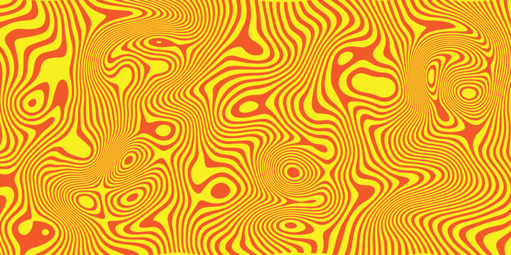 Abstract yellow and orange liquid swirl pattern with wavy hypnotic lines