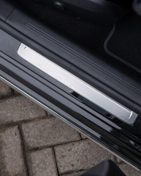 Close Up View of Car Door Sill and Interior.