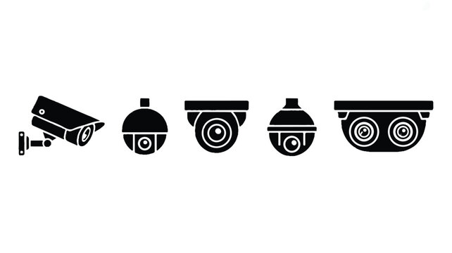 Security camera icons are shown in a row on screen