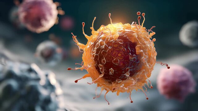 These frames depict cells microscopically, showcasing their structure, movement, and interactions in a biological context.