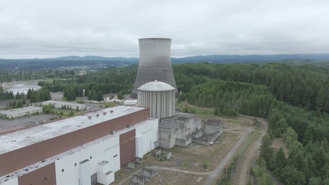 Satsop Nuclear Power Plant Washington State Drone Aerial View