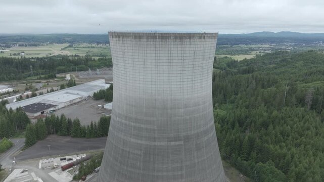 Satsop Nuclear Power Plant Washington State Drone Aerial View