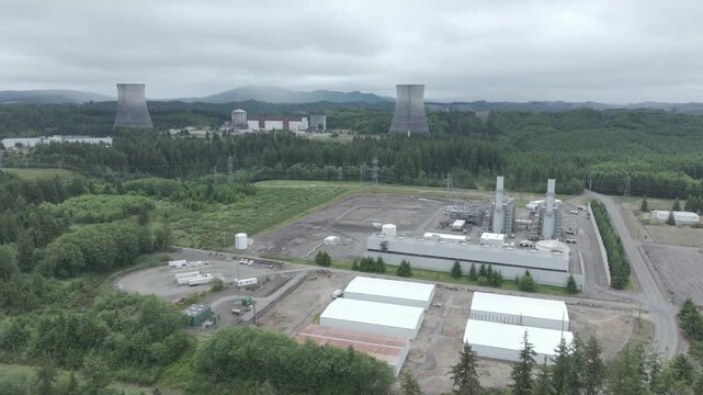 Satsop Nuclear Power Plant Washington State Drone Aerial View