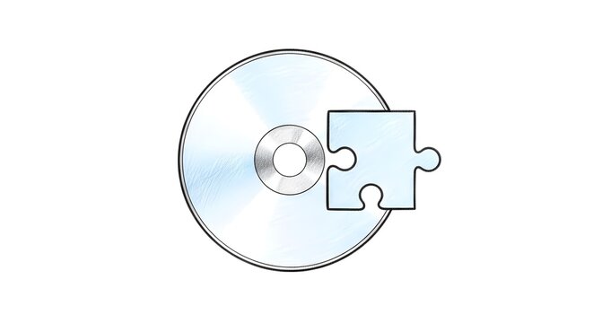 Compact Disc and Blue Jigsaw Puzzle Piece Illustration.