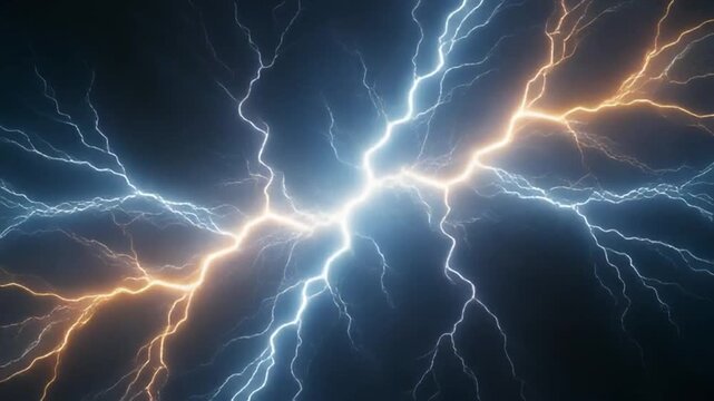 Lightning bolts branching across a glowing sky, captured in high key lighting with bright contrasting background, detailed textures of ionized air distortion, slow elegant motion