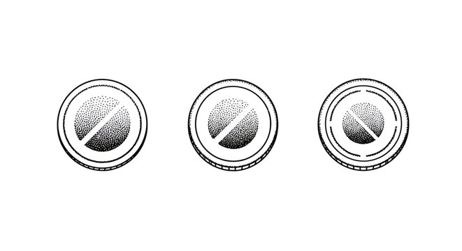 Three circular black and white prohibition symbols isolated.