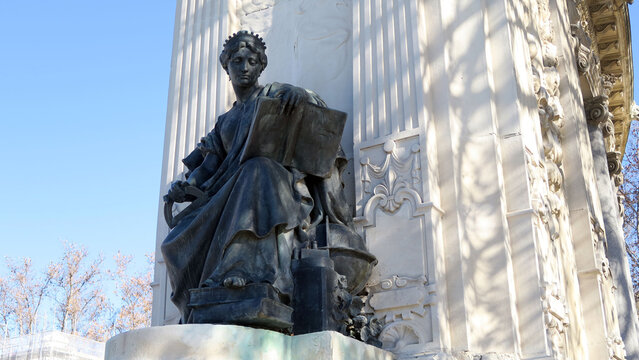 Monumento a Alfonso XII, Madrid, Spain. The Monument to Alfonso XII is located in Buen Retiro Park (El Retiro). The monument is situated on the east edge of an artificial lake.
