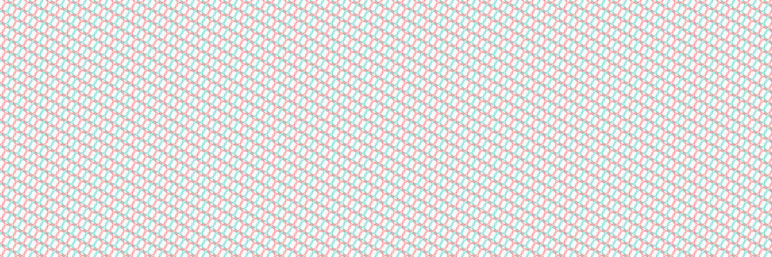 Seamless geometric pattern with thin red and cyan intersecting lines forming abstract network grid backdrop