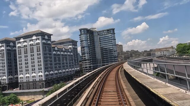 Train front view in suburban Kuala Lumpur, Malaysia	