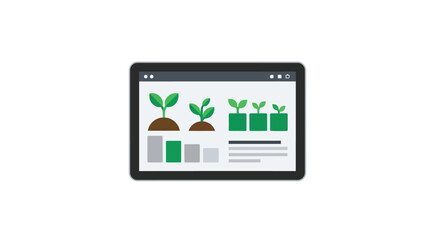 Naklejka premium Tablet screen displaying plant growth development stages visually.