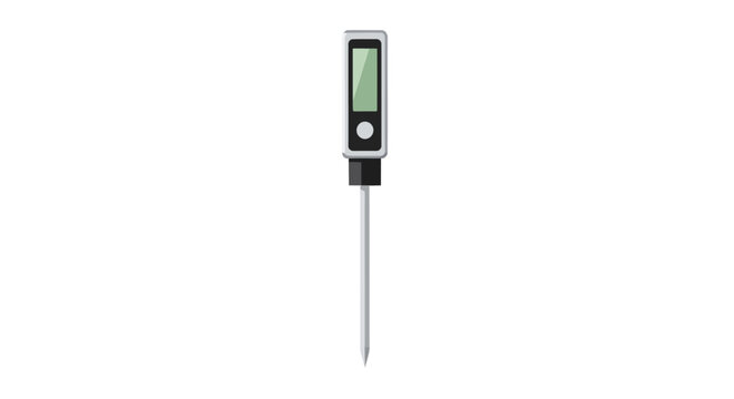 Digital cooking thermometer with sharp metal probe display.