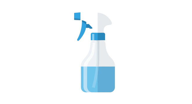 Blue spray bottle with trigger nozzle isolated view.