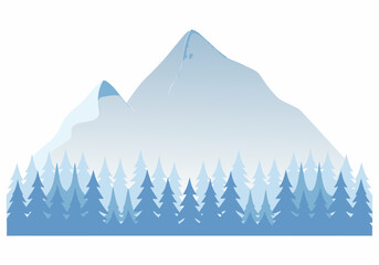 mountain range and forest vector illustration in pale blue © Raju