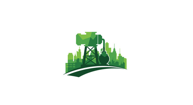 Green eco friendly oil pump jack illustration design.