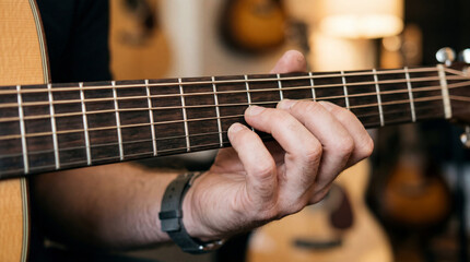 Obraz premium Close Up Abstract Guitar Fretboard showing Strings Only with Shallow Focus Professional Studio Textures Image