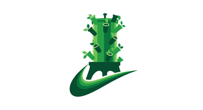 Creative green abstract financial tree with currency symbols.