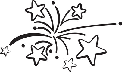Obraz premium Stylized Fireworks Burst with Stars and Sparkles on Black and White Backgrounds
