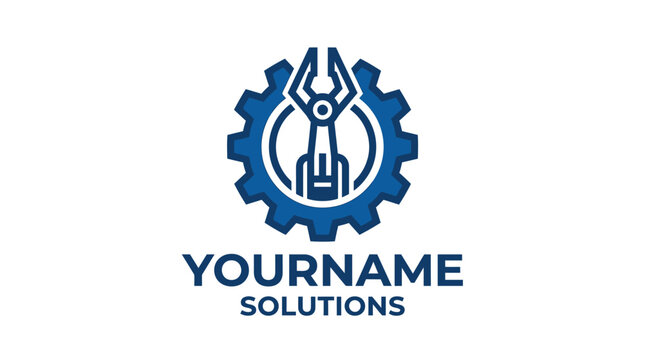 Industrial Gear and Robotic Arm Logo Design.