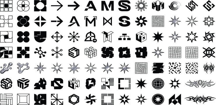 Modern Abstract Logo Collection Featuring Geometric Symbols, Minimal Monograms, Futuristic Shapes, and Creative Branding Vector Design Elements