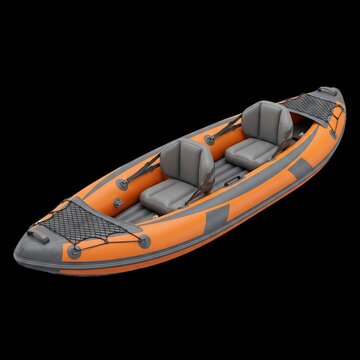 Inflatable two-person kayak with transparent PNG transparent background outdoor recreation