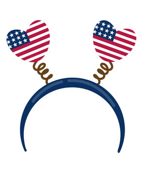 Patriotic American flag heart shaped boppers headband for Fourth of July celebration