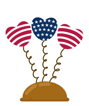 United States patriotic American flag heart shaped table centerpiece table bopper decoration