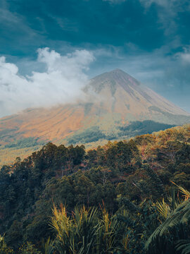 The landscape view of Mount Inerie is one of the volcanoes on Flores Island, precisely in Ngada Regency, Bajawa.