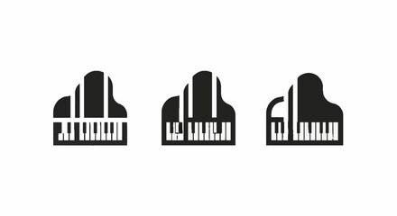 Fototapeta premium Abstract grand piano icons with keyboard detail