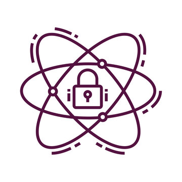 Cybersecurity atom icon data protection concept isolated on transparent background