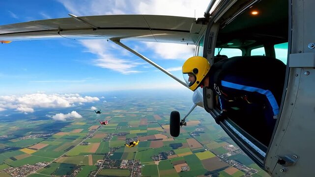 Skydiving Freefall: First-Person View from Plane Exit
