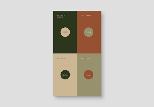 Color Palette Presentation Template For Brand Guidelines, Mood Board Deck, Swatch Card & Look Book Mockup