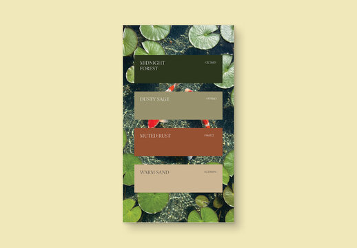 Color Palette Presentation Template For Brand Guidelines, Mood Board Deck, Swatch Card & Look Book Mockup