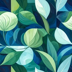 Abstract Green and Blue Tropical Leaves Pattern © pauji