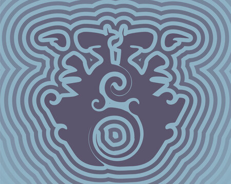 Two young women face front view. Melted with spiral and decorated by curls. Elegant silhouette of a female heads. Split personality disorder.