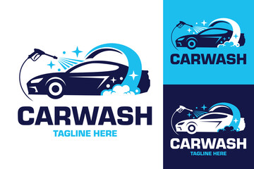 Obraz premium Illustration of car wash logo suitable for automotive business.