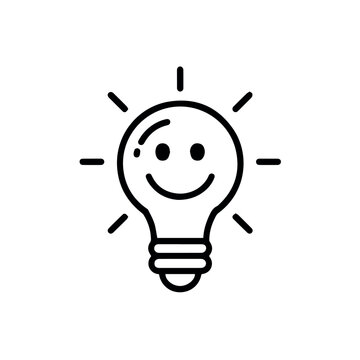 Creative light bulb line icon isolated black outline innovation symbol for new idea inspiration smart thinking education and technology concept design