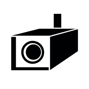 Security camera line icon isolated black outline surveillance device symbol for monitoring protection safety system and smart technology concept design