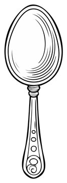 Vintage ornate spoon with decorative handle and engraved bowl details