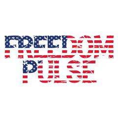 Obraz premium Patriotic freedom pulse text vector distressed graphic