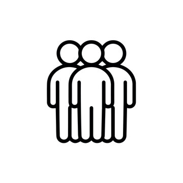 Group of people team line icon isolated simple black outline community leadership teamwork and social organization symbol for business collaboration concept