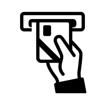 Hand Inserting Card into ATM Machine for Cash Withdrawal and Banking Transaction