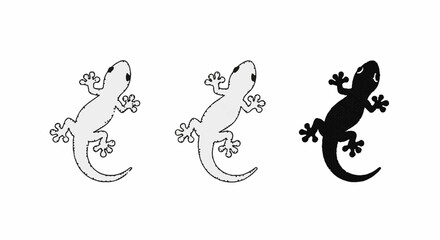 Fototapeta premium Gecko lizard reptile icons in different styles