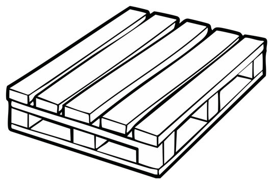 Wooden pallet illustration, shipping supplies, industrial load carrier, freight handling and storage platform