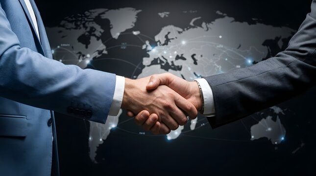 Businessman handshake with business artificial intelligence global partnership and innovation