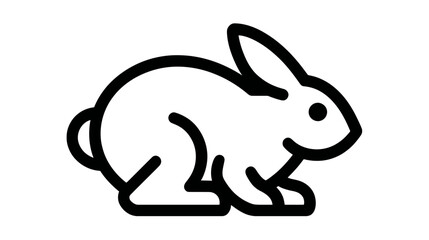 Obraz premium Cute minimalist black outline rabbit icon. Simple vector illustration of a bunny symbol for design projects.