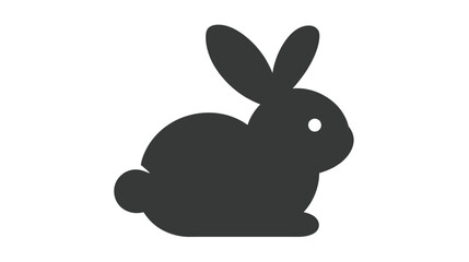 Obraz premium Minimalist black rabbit silhouette icon on white background, cute bunny symbol vector graphic illustration for Easter and nature designs.