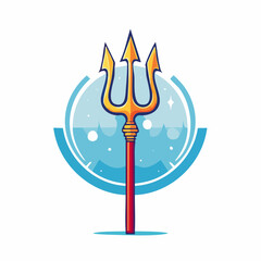 Fototapeta premium Golden Trident with Water Background